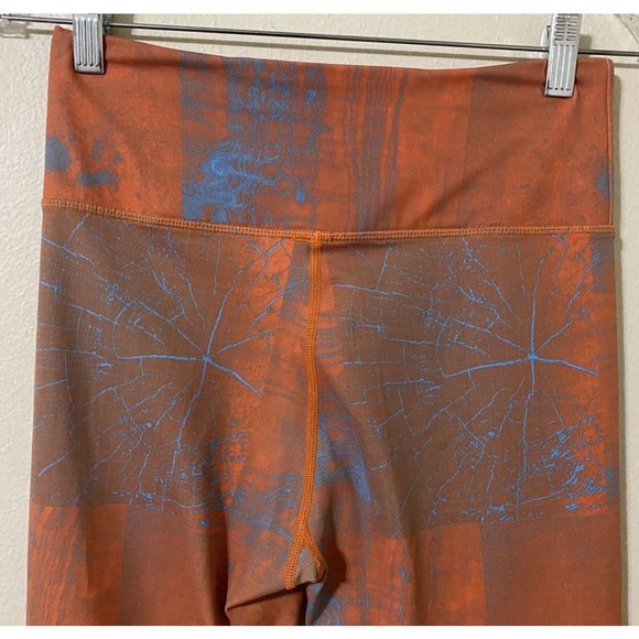 Zyia Active Women's Light N Tight Medium Leggings Orange Light Blue Geometric - Picture 5 of 7